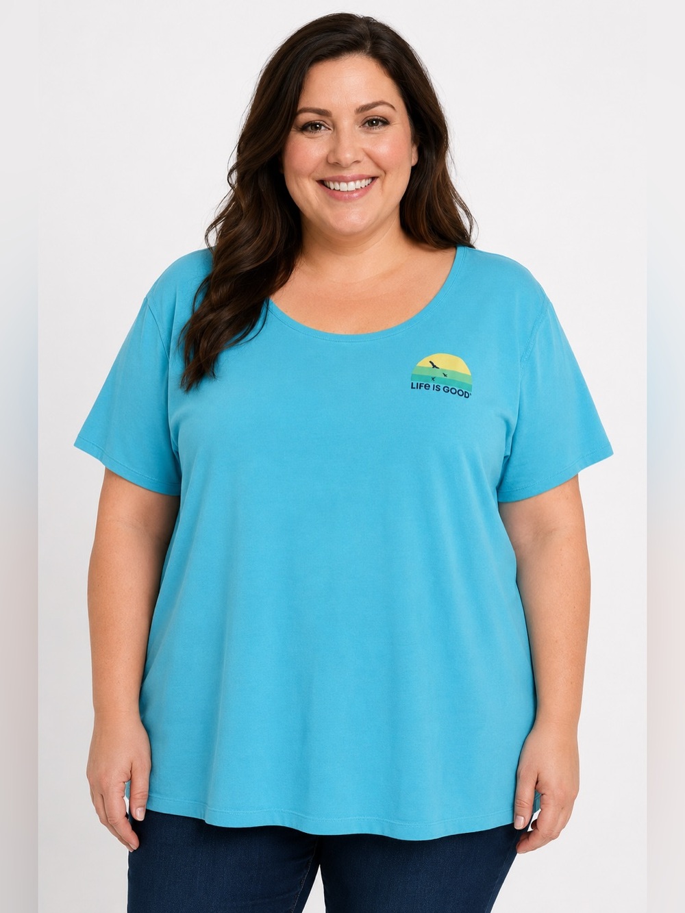 Life Is Good Crusher Go Places Jeep Graphic Teal T-Shirt Size XXL